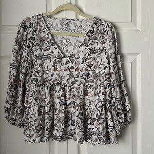 Lucky Brand Floral V-Neck Blouse - great for fall size medium